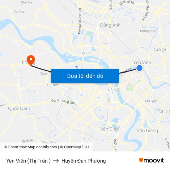 Yên Viên (Thị Trấn ) to Huyện Đan Phượng map