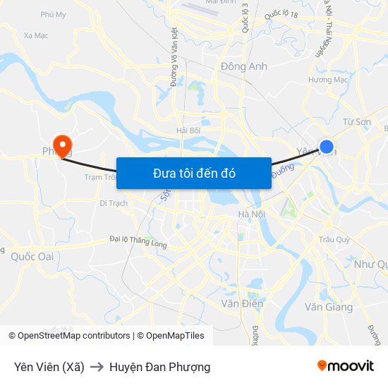 Yên Viên (Xã) to Huyện Đan Phượng map