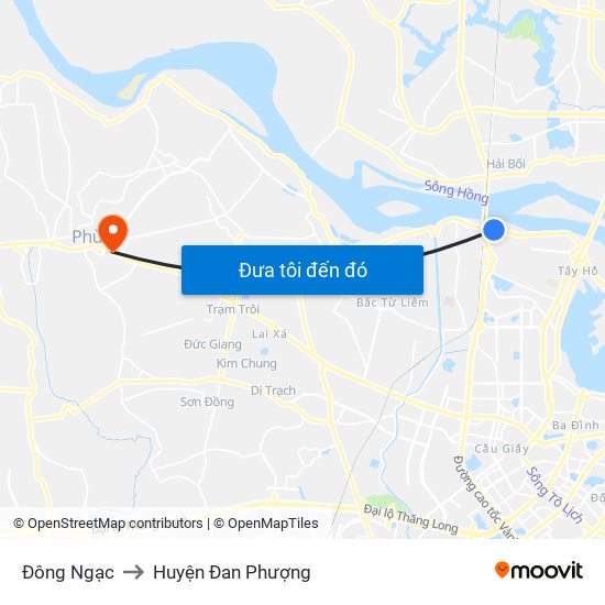 Đông Ngạc to Huyện Đan Phượng map