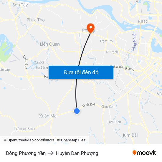 Đông Phương Yên to Huyện Đan Phượng map