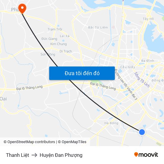 Thanh Liệt to Huyện Đan Phượng map