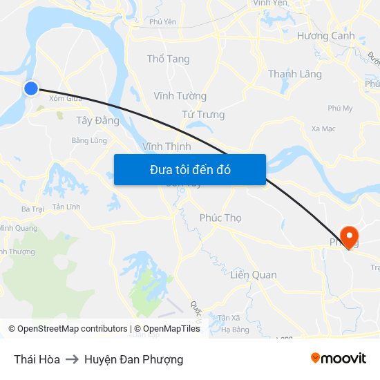 Thái Hòa to Huyện Đan Phượng map
