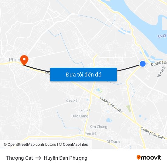 Thượng Cát to Huyện Đan Phượng map