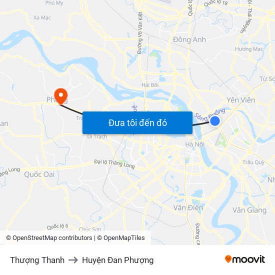 Thượng Thanh to Huyện Đan Phượng map