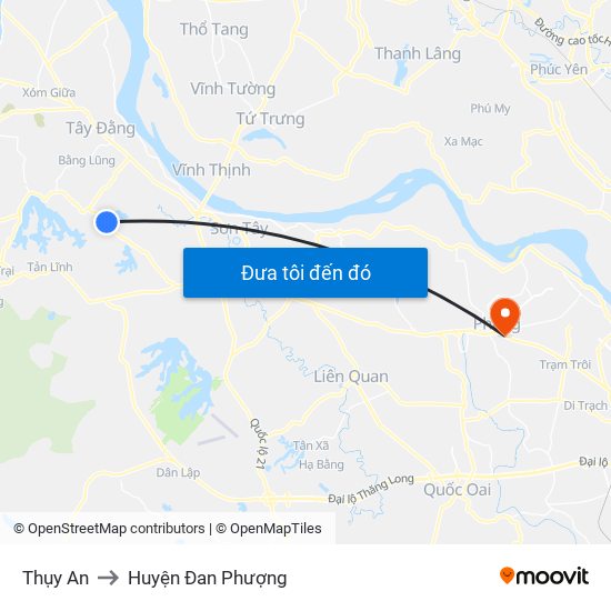 Thụy An to Huyện Đan Phượng map