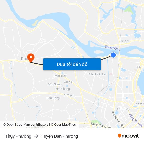 Thụy Phương to Huyện Đan Phượng map