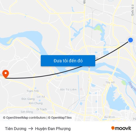 Tiên Dương to Huyện Đan Phượng map