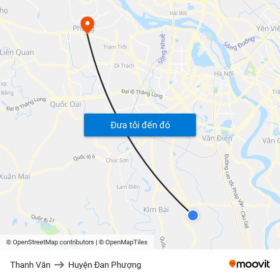 Thanh Văn to Huyện Đan Phượng map