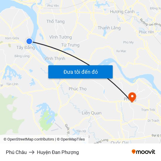 Phú Châu to Huyện Đan Phượng map