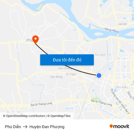 Phú Diễn to Huyện Đan Phượng map