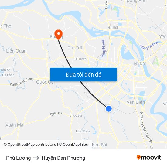 Phú Lương to Huyện Đan Phượng map