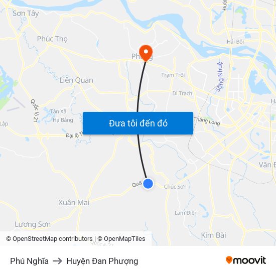 Phú Nghĩa to Huyện Đan Phượng map
