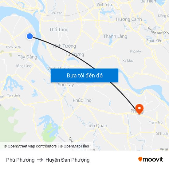 Phú Phương to Huyện Đan Phượng map