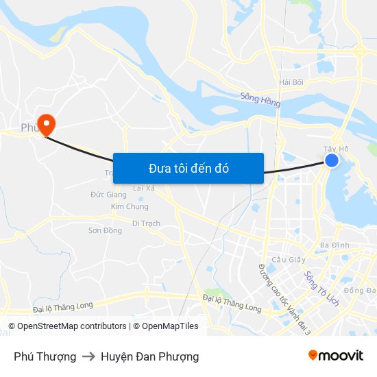 Phú Thượng to Huyện Đan Phượng map