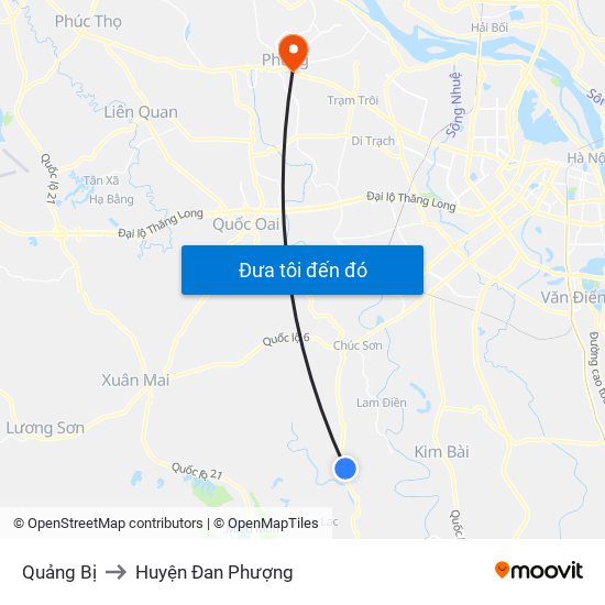 Quảng Bị to Huyện Đan Phượng map
