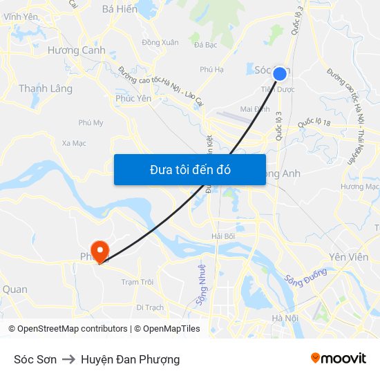 Sóc Sơn to Huyện Đan Phượng map