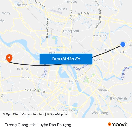 Tương Giang to Huyện Đan Phượng map