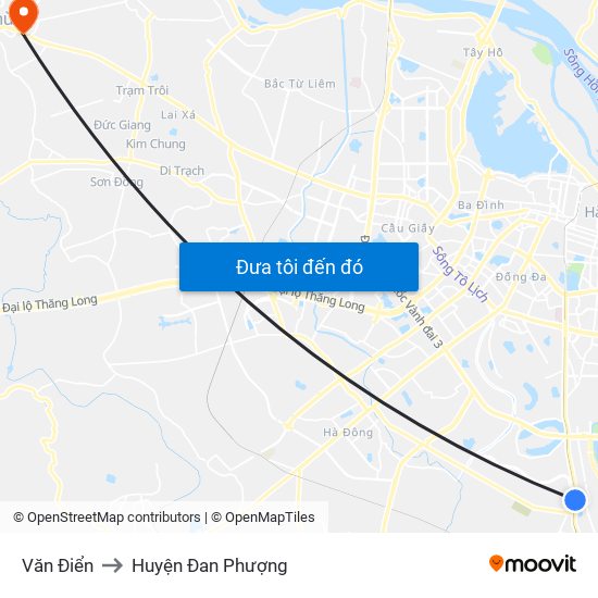 Văn Điển to Huyện Đan Phượng map