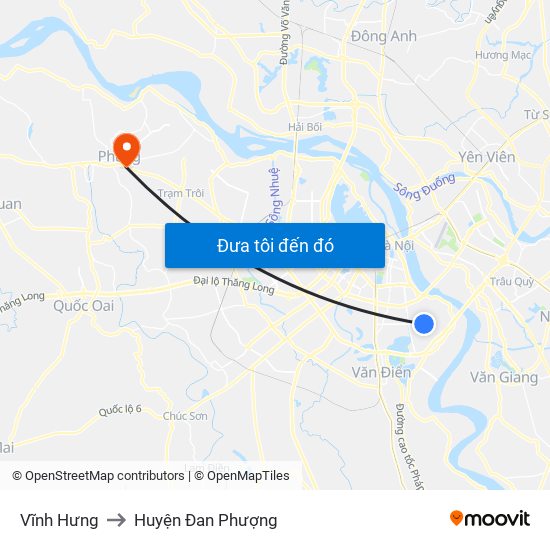 Vĩnh Hưng to Huyện Đan Phượng map