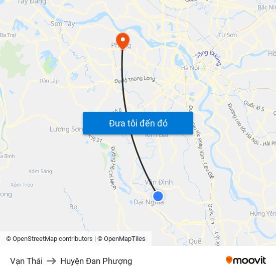 Vạn Thái to Huyện Đan Phượng map