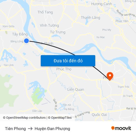 Tiên Phong to Huyện Đan Phượng map