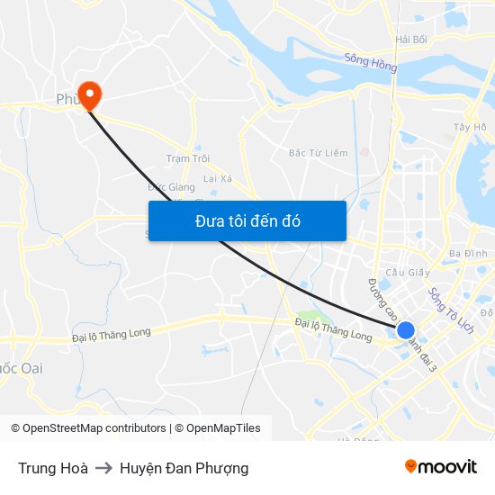 Trung Hoà to Huyện Đan Phượng map