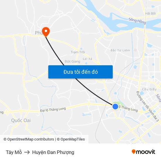 Tây Mỗ to Huyện Đan Phượng map