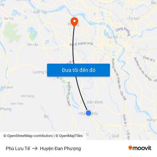 Phù Lưu Tế to Huyện Đan Phượng map