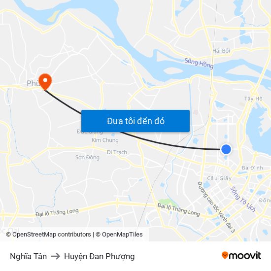 Nghĩa Tân to Huyện Đan Phượng map