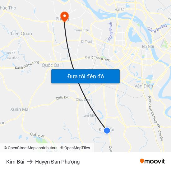 Kim Bài to Huyện Đan Phượng map