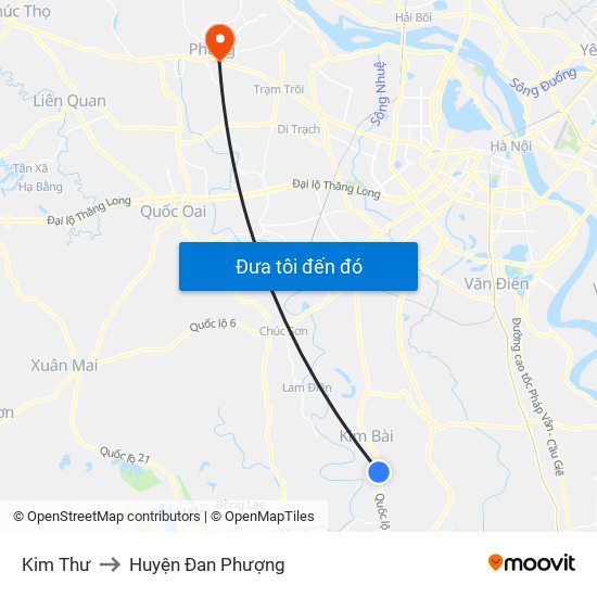 Kim Thư to Huyện Đan Phượng map