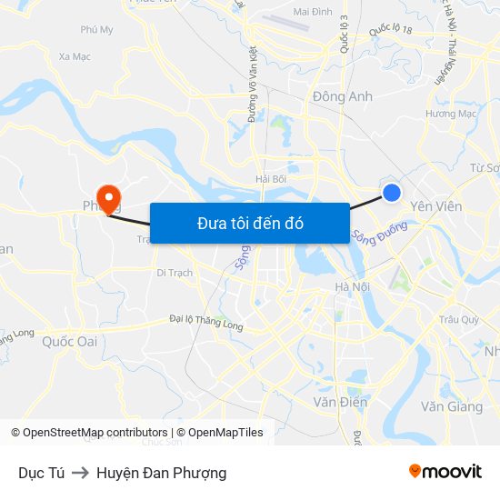 Dục Tú to Huyện Đan Phượng map