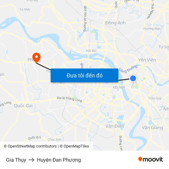 Gia Thụy to Huyện Đan Phượng map