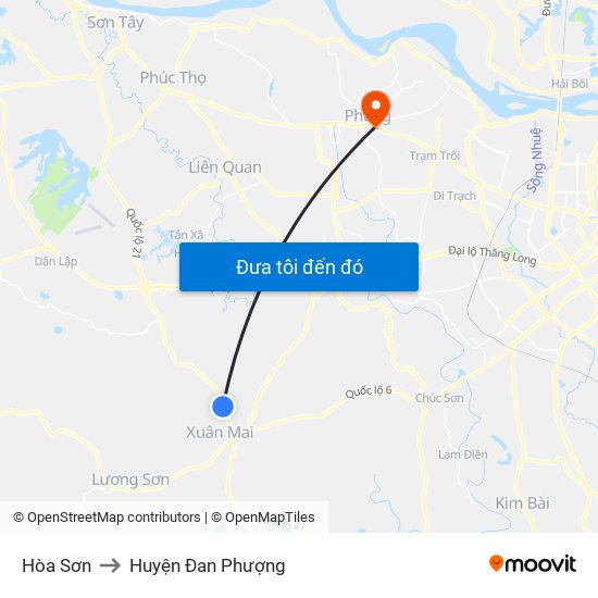 Hòa Sơn to Huyện Đan Phượng map