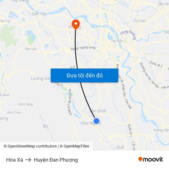 Hòa Xá to Huyện Đan Phượng map