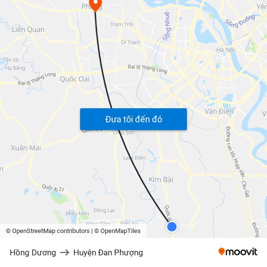 Hồng Dương to Huyện Đan Phượng map