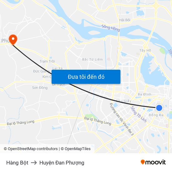 Hàng Bột to Huyện Đan Phượng map