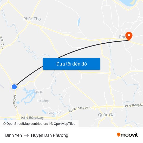 Bình Yên to Huyện Đan Phượng map