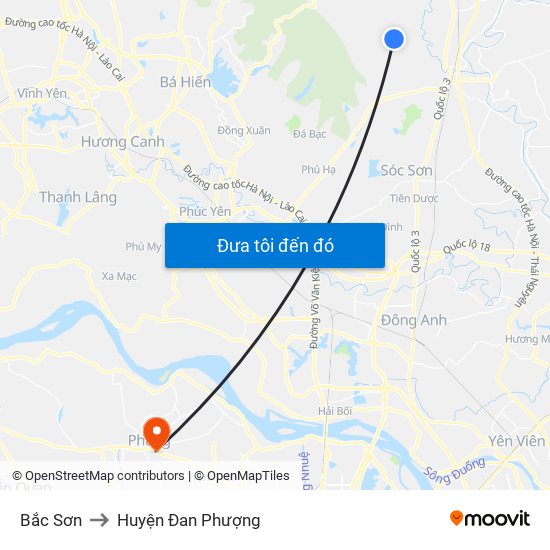 Bắc Sơn to Huyện Đan Phượng map