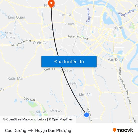 Cao Dương to Huyện Đan Phượng map