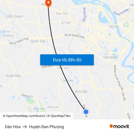 Dân Hòa to Huyện Đan Phượng map