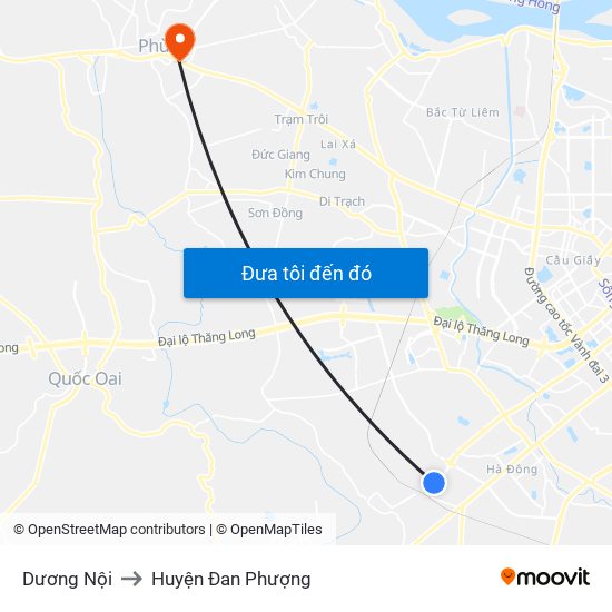 Dương Nội to Huyện Đan Phượng map