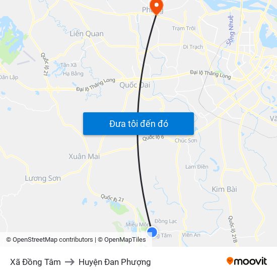 Xã Đồng Tâm to Huyện Đan Phượng map