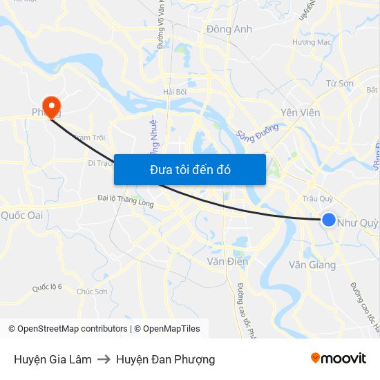 Huyện Gia Lâm to Huyện Đan Phượng map