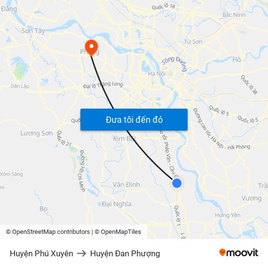 Huyện Phú Xuyên to Huyện Đan Phượng map