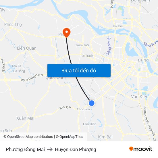 Phường Đồng Mai to Huyện Đan Phượng map