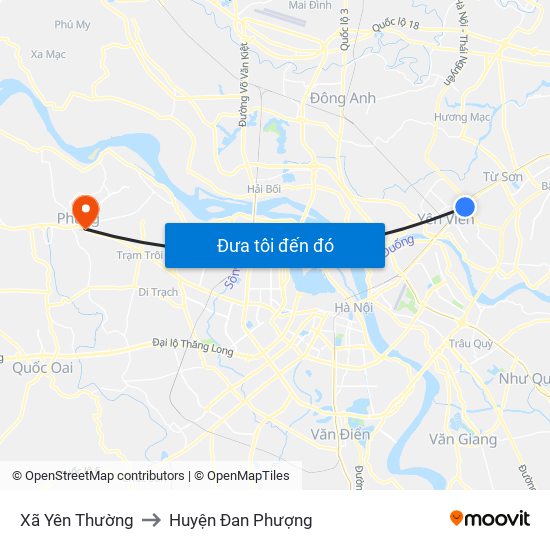 Xã Yên Thường to Huyện Đan Phượng map