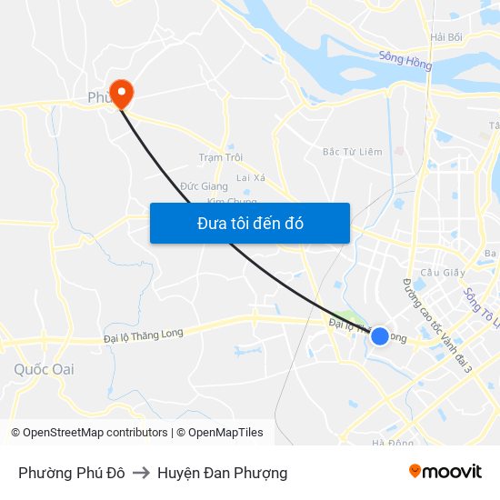 Phường Phú Đô to Huyện Đan Phượng map