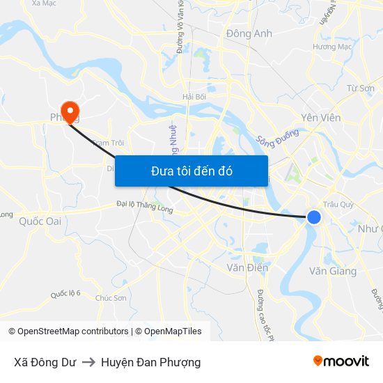 Xã Đông Dư to Huyện Đan Phượng map