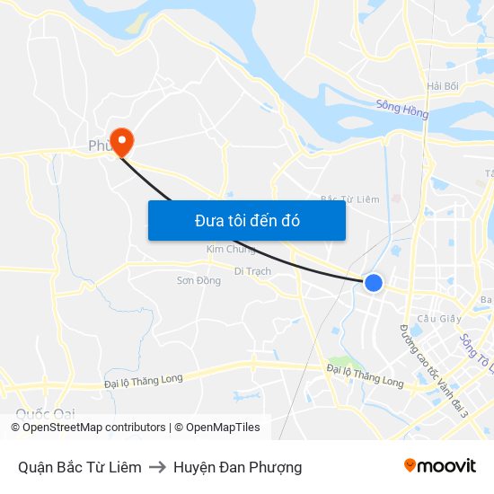 Quận Bắc Từ Liêm to Huyện Đan Phượng map